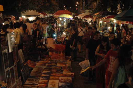 The famous sunday market also called walking street or Ratchadamnoen road
